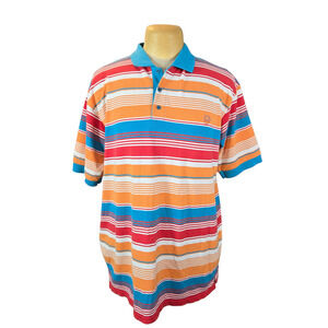 KAALU Special Collection Men's XL Striped Polo Shirt Short Sleeve Streetwear